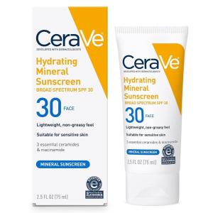 imageCeraVe 100 Mineral Sunscreen SPF 30 Face sunscreen With Zinc Oxide ampamp Titanium Dioxide Hyaluronic Acid  Niacinamide  Ceramides Oil Free Travel Size 25 ozFace