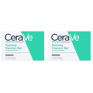 imageCeraVe Foaming Cleanser Bar SoapFree Body and Face Cleanser Bar for Oily Skin Fragrance Free 45 Ounce45 Ounce Pack of 2