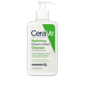 imageCeraVe Hydrating Cream To Foam Cleanser Makeup Remover Face Wash For Dry Skin Foaming Facial Cleanser With Hyaluronic Acid Normal To Dry Skin Fragrance Free ampamp Non Comedogenic 19 Fluid Ounce8 Fl Oz Bottle
