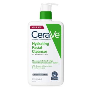 imageCeraVe Hydrating Facial Cleanser Moisturizing Face Wash For Dry Skin Hyaluronic Acid  Ceramides  Glycerin Hydrating Cleanser For Normal To Dry Skin National Eczema Association Certified19 Fl Oz Bottle