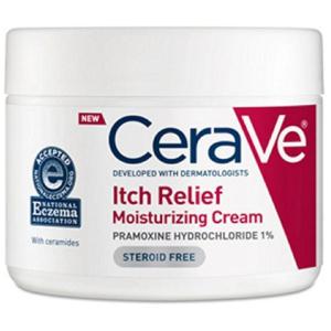 imageCeraVe Moisturizing Cream for Itch Relief Anti Itch Cream with Pramoxine Hydrochloride Relieves Itchy with Minor Skin Irritations Sunburn Relief Bug Bites Fragrance Free 16 Ounces12 Ounce