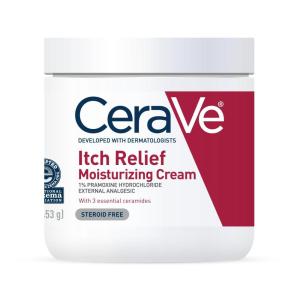 imageCeraVe Moisturizing Cream for Itch Relief Anti Itch Cream with Pramoxine Hydrochloride Relieves Itchy with Minor Skin Irritations Sunburn Relief Bug Bites Fragrance Free 16 Ounces16 Ounce
